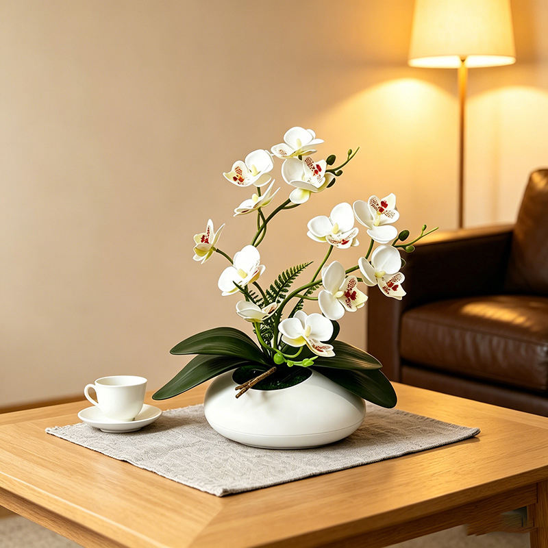 나비 난초 12 꽃 분재 작은 장식품 거실 장식 필름  - Orchid Phalaenopsis 리뷰 및 가격